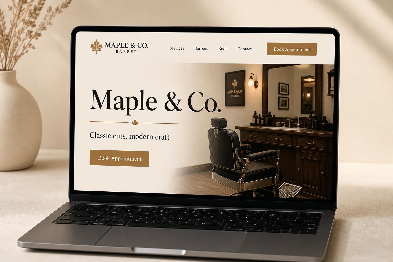 Maple & Co. Barber — Barber Shop website mockup
